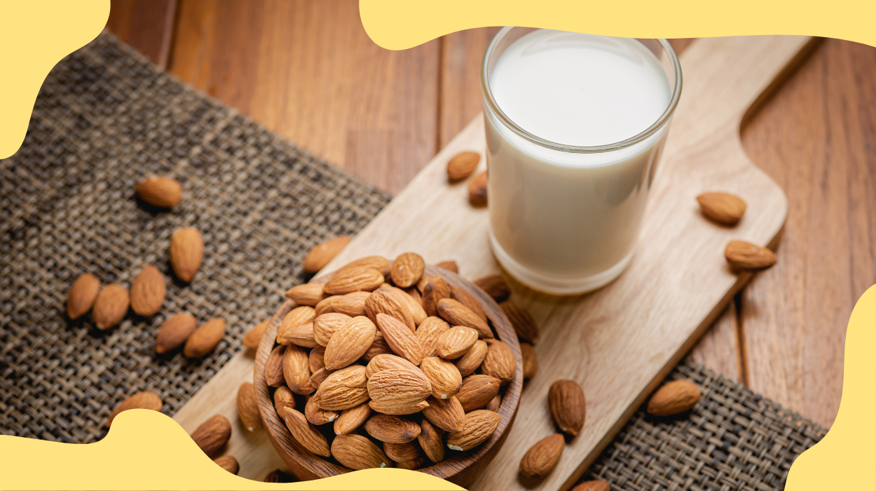 Nourishing choice: Almond milk, a vegan's creamy plant-based drink.