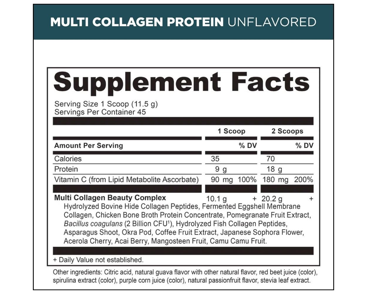 Ancient Nutrition Multi Collagen Protein Ingredients
