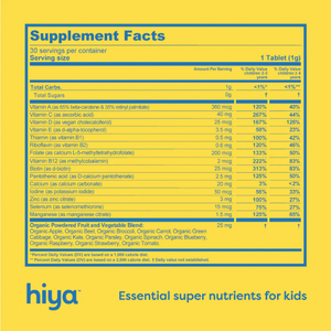Hiya Kids Daily Multivitamin Ingredients